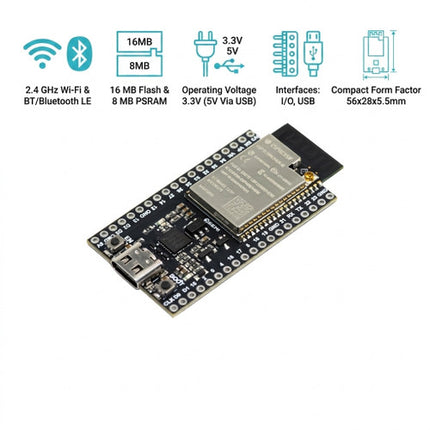 لوحة تطوير ESP32-WROVER-B بذاكرة فلاش 4MB (ESP32-DevKitC) - أسود #B2