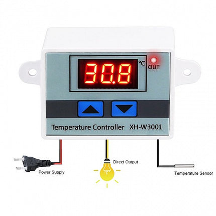 XH-W3001 AC110-220V 1500W کۆنتڕۆڵکەری پلەی گەرمی دیجیتاڵی مایکرۆکۆمپیوتەر سویچی تێرمۆستات لەگەڵ کابڵی 1م #D2
